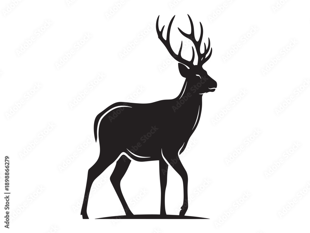 Obraz premium Minimalist black deer silhouette with antlers