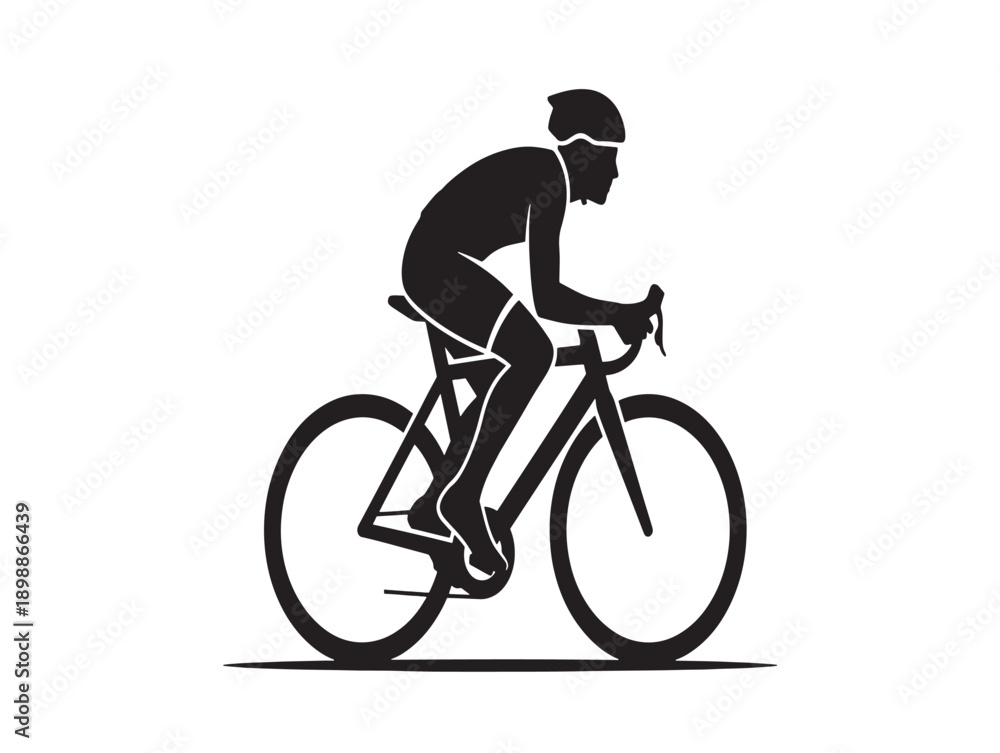 Fototapeta premium Dynamic cyclist in action - minimalist vector illustration