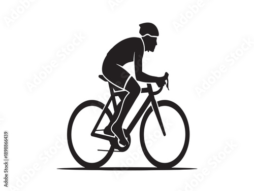 Dynamic cyclist in action - minimalist vector illustration