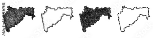 Sketch Maharashtra map design set