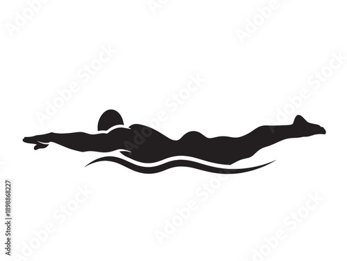 Minimalist swimmer silhouette in black and white