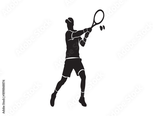Dynamic silhouette of tennis player in action