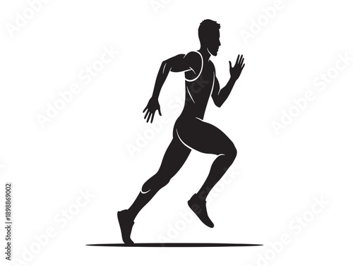 Dynamic silhouette of runner in action