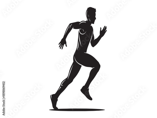 Dynamic silhouette of runner in motion