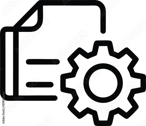 Digital document configuration icon with gear symbol representing automated settings and file optimization