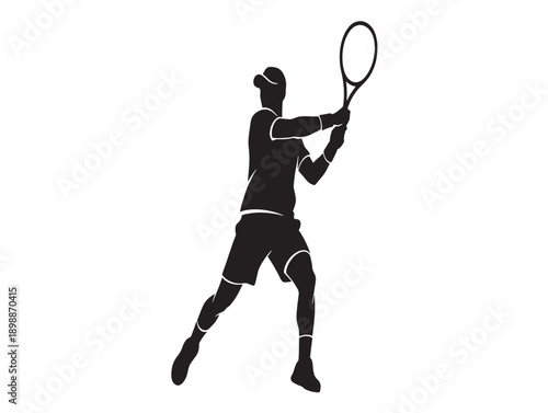 Dynamic silhouette of tennis player in action