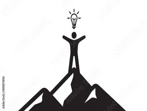 Innovative idea concept with human silhouette and lightbulb