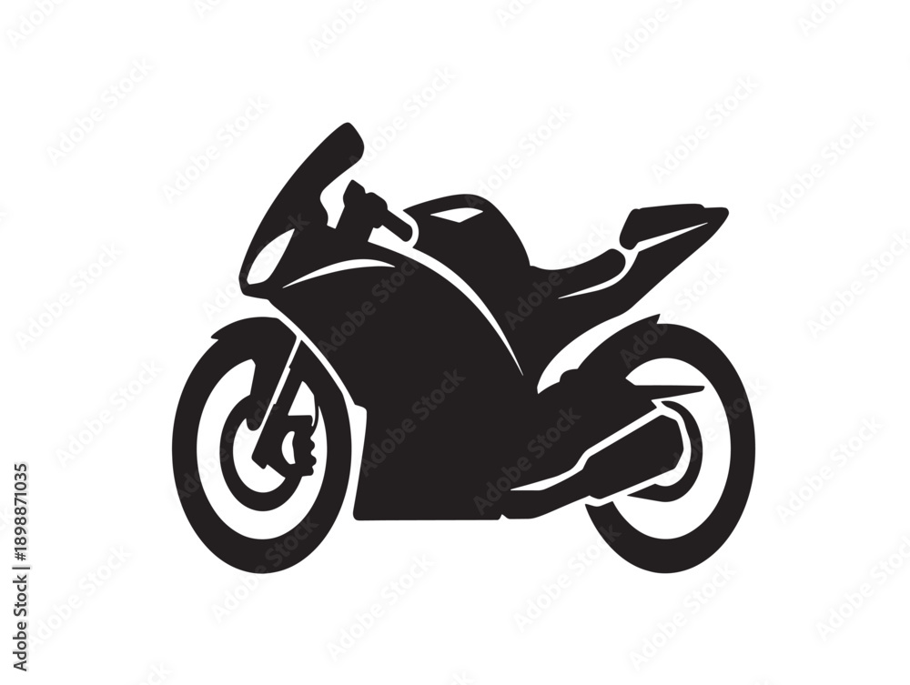Obraz premium Minimalist black motorcycle silhouette vector