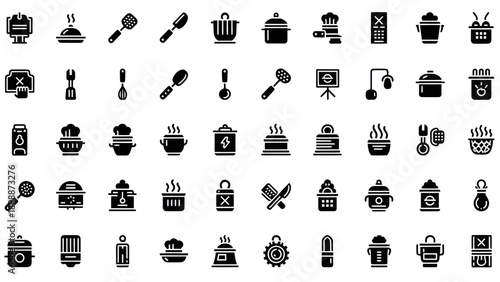 Kitchen Utensils and Cooking Icons Set: Silhouette Collection