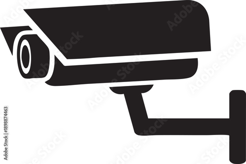 Security camera mounted on wall capturing footage of surrounding area from fixed viewpoint