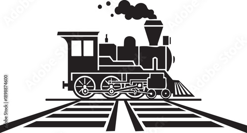 Vintage Train Traveling on Railway Tracks with Steam Emission from a Classic Locomotive