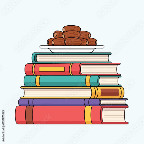 Stack of colorful hardcover books.