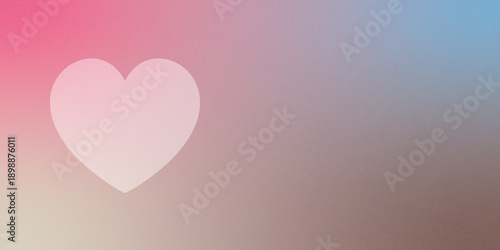 Minimalist Abstract Background with Heart Shape on Soft Grainy Gradient. Creative modern background. Clean minimalist geometric graphic. Wallpaper design