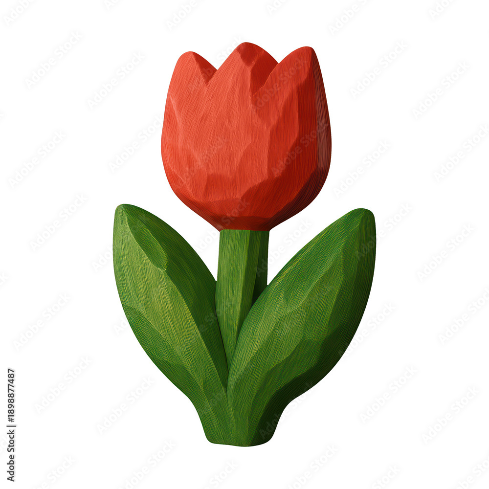 Obraz premium PNG Textured wooden tulip illustration.