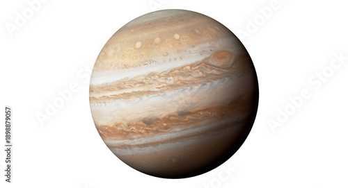 Slika na platnu Jupiter planet isolated PNG, gas giant with colorful bands and swirling clouds o