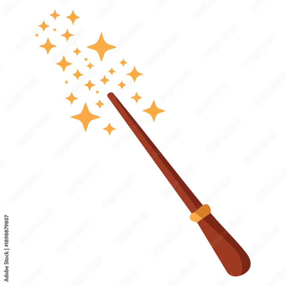 Fototapeta premium Halloween wizard magic wand vector icon in flat style isolated on white background ideal for fantasy costume halloween magic spell cartoon and decorative themed designs