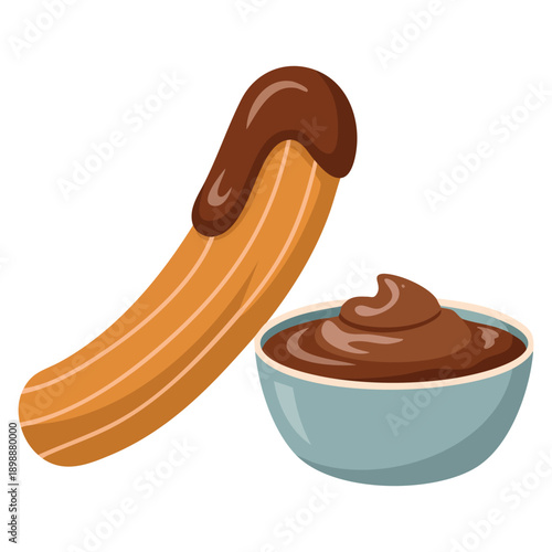 Hand drawn churros with chocolate illustration featuring sweet dessert snack concept ideal for bakery menu packaging food poster cafe branding and culinary themed designs