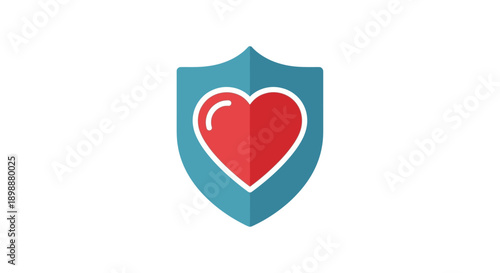 Shield with heart symbol protection.