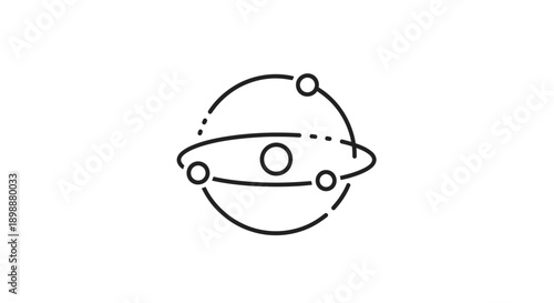 Simple Line Drawing of a Planet.
