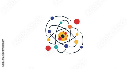 Colorful Atomic Structure Model Illustration.
