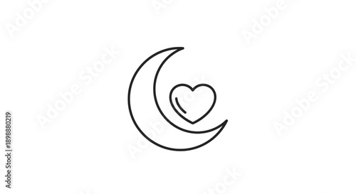 Crescent Moon with Heart Symbol.