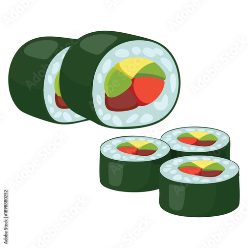 Hand drawn kimbab rolls korean food illustration highlighting traditional cuisine ideal for menu packaging food posters restaurant branding and asian culinary designs