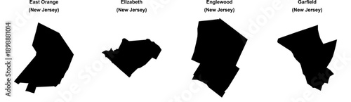 East Orange, Elizabeth, Englewood, Garfield outline maps