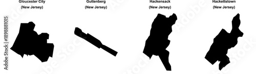Gloucester City, Guttenberg, Hackensack, Hackettstown outline maps