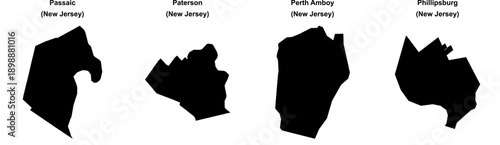 Passaic, Paterson, Perth Amboy, Phillipsburg outline maps