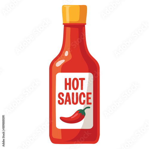 Hot sauce bottle vector illustration suitable for spicy food condiment packaging restaurant menu cooking ingredient branding and flavor themed designs