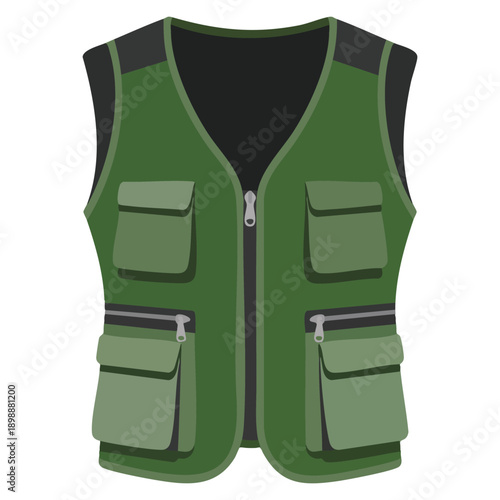 Hunter vest icon flat illustration vector for web design ideal for outdoor hunting equipment safety clothing and adventure sport themed visuals
