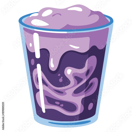 Iced ube latte purple yam coffee dessert beverage illustration perfect for cafe branding menu visuals packaging and trendy drink design themes
