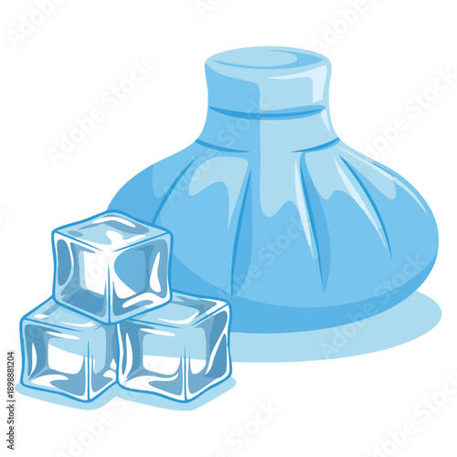 Ice pack cooling pack vector illustration hand drawn in flat style cold compress ice pack suitable for medical care injury relief therapy and healthcare themed visuals