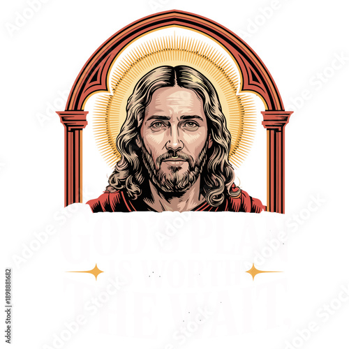 God's Plan is Worth the Wait Inspirational Christian Quote Tshirt Design