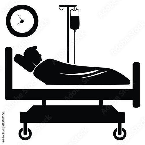 Inpatient icon glyph vector illustration representing hospital admission medical care treatment healthcare services and clinical stay concept