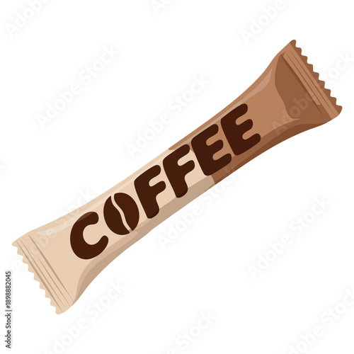 Instant coffee sachet stick packet vector isolated illustration ideal for beverage packaging caffeine drink branding and food product design projects