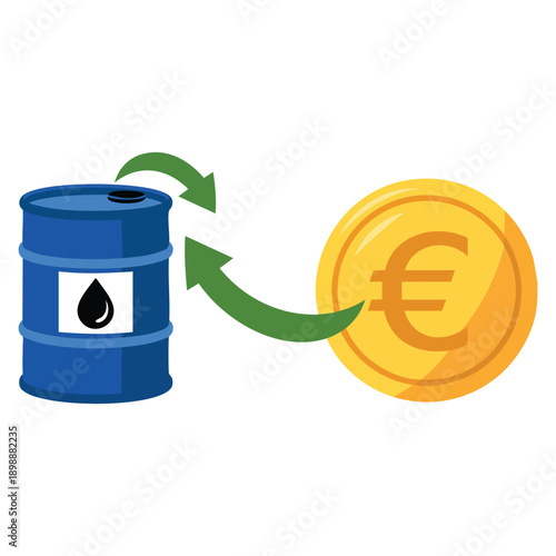 Investment exchange between oil or keep the euro money oil prices modern flat vector illustration financial decision economy and energy market concept