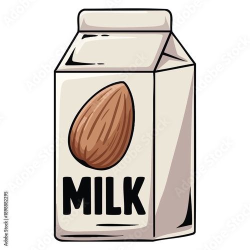 Isolated almond milk vector illustration suitable for food product branding dairy free beverage nutrition and healthy lifestyle visuals