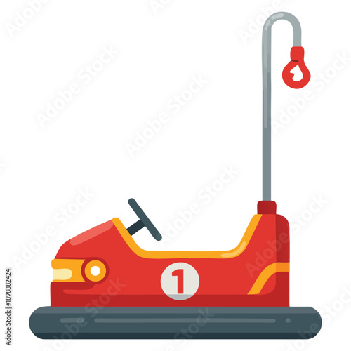 Isolated bumper car vector illustration created for amusement park graphics carnival entertainment fun fair visuals and playful leisure themed design projects