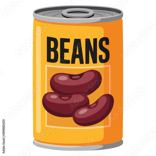 Isolated canned beans vector illustration suitable for food packaging grocery branding preserved legumes and nutrition related visuals
