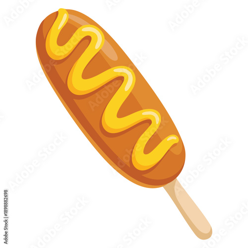 Isolated corn dog vector illustration suitable for snack branding street food menu design fast food and festival themed graphics