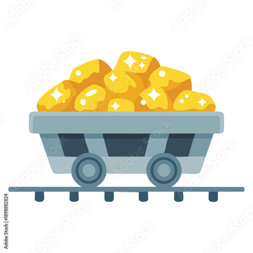 Isolated gold mining cart vector illustration ideal for excavation mining industry resource extraction gold rush and industrial design themes