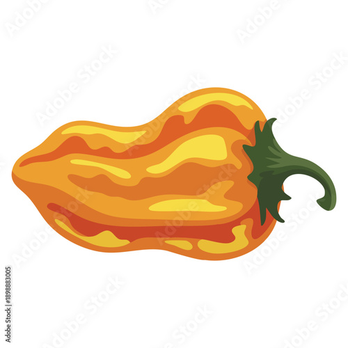 Isolated orange habanero pepper vector illustration ideal for spicy food chili ingredient cooking heat flavor and culinary themed graphics