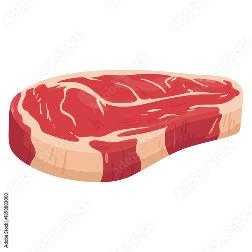 Isolated raw steak meat vector illustration ideal for culinary food ingredient grill butcher shop and protein themed visual projects