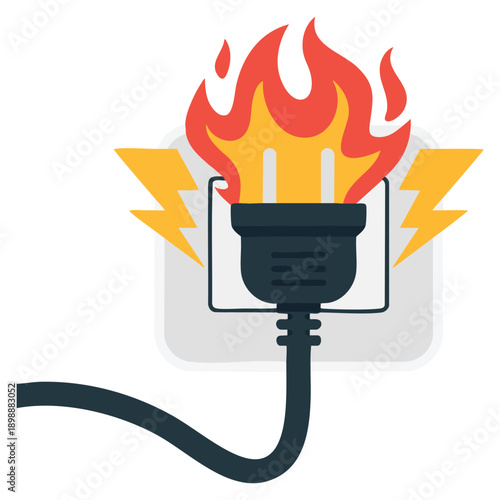 Isolated short circuit fire faulty socket vector illustration perfect for electricity hazard safety education accident prevention and danger awareness concepts