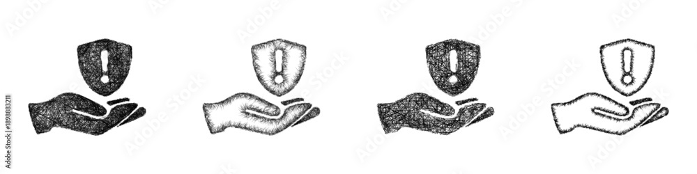 Naklejka premium Sketch risk management icon design set
