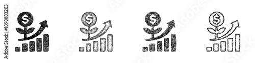 Sketch capital growth icon design set