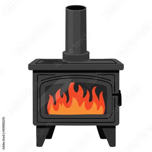 Isolated wood burning stove vector illustration designed for home heating interior design fireplace equipment winter decor and cozy themed artwork