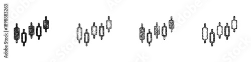 Sketch candlestick chart icon design set