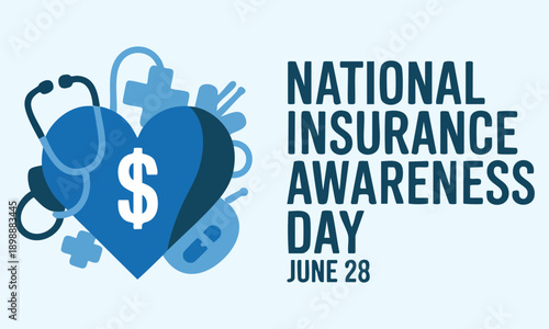 June 28 National Insurance Awareness Day themed vector illustration designed for insurance awareness banners cards posters social media posts and background inspiration